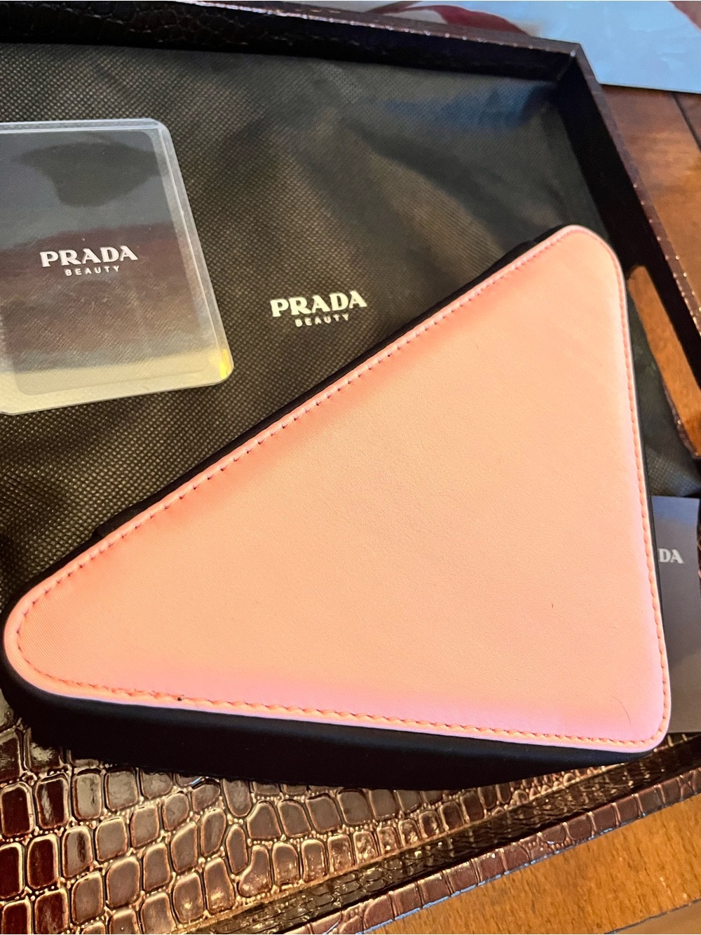 Prada Beauty Bundle of Triangle Cosmetic Pouch and #9 Collectible Playing Card - Picture 6 of 11